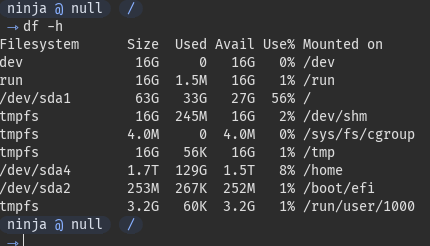 Root partition 50% free